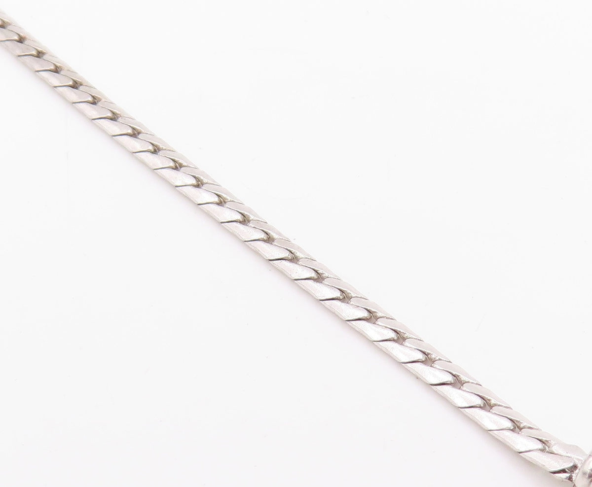 925 Sterling Silver Vintage Necklace Genuine Diamonds Elegant Oval Link  NE4755