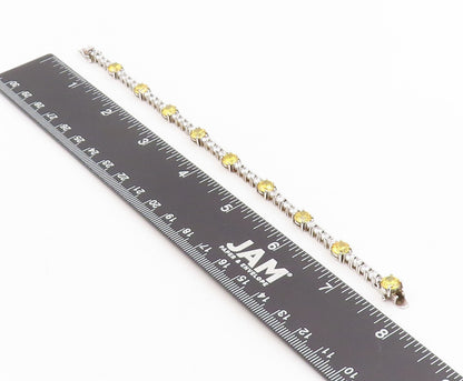 925 Sterling Silver Vintage Bracelet Round CZ Geometric Tennis Chain  BT11609