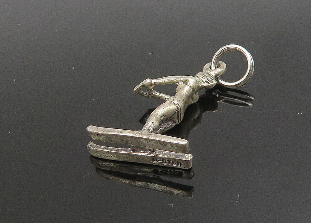 925 Sterling Silver  Vintage Petite Shiny Water Skiing Person Pendant  PT19088
