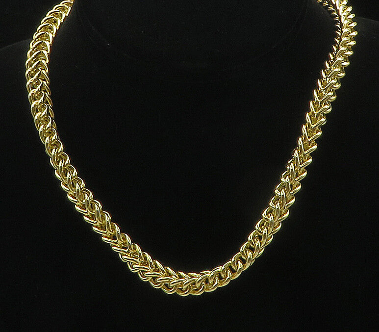 925 Sterling Silver  Shiny Gold Plated Wheat Link Chain Necklace  NE2962