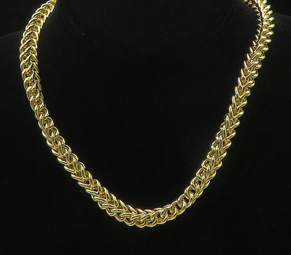 925 Sterling Silver  Shiny Gold Plated Wheat Link Chain Necklace  NE2962