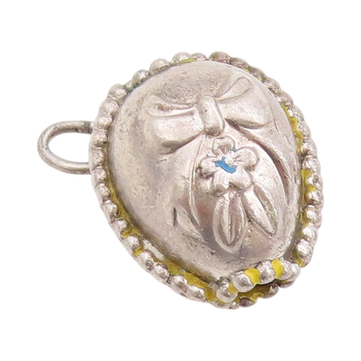 925 Sterling Silver Vintage Pendant Antique Floral Bow Carved Charm PT24471