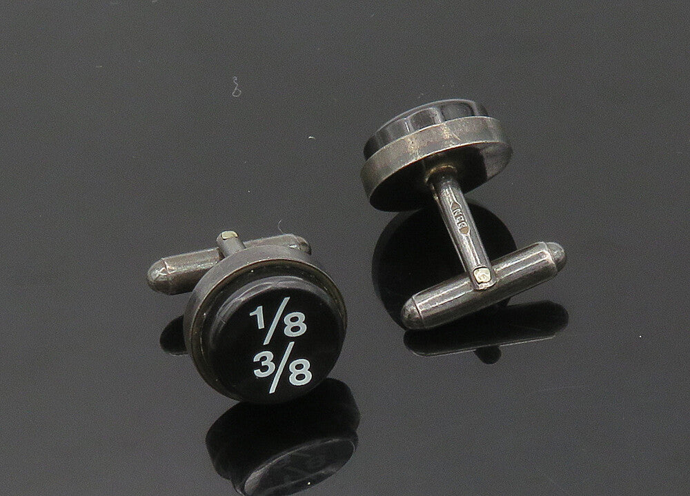 BBN ENGLAND 925 Sterling Silver  Vintage Dark Tone Round Cufflinks  TR2827