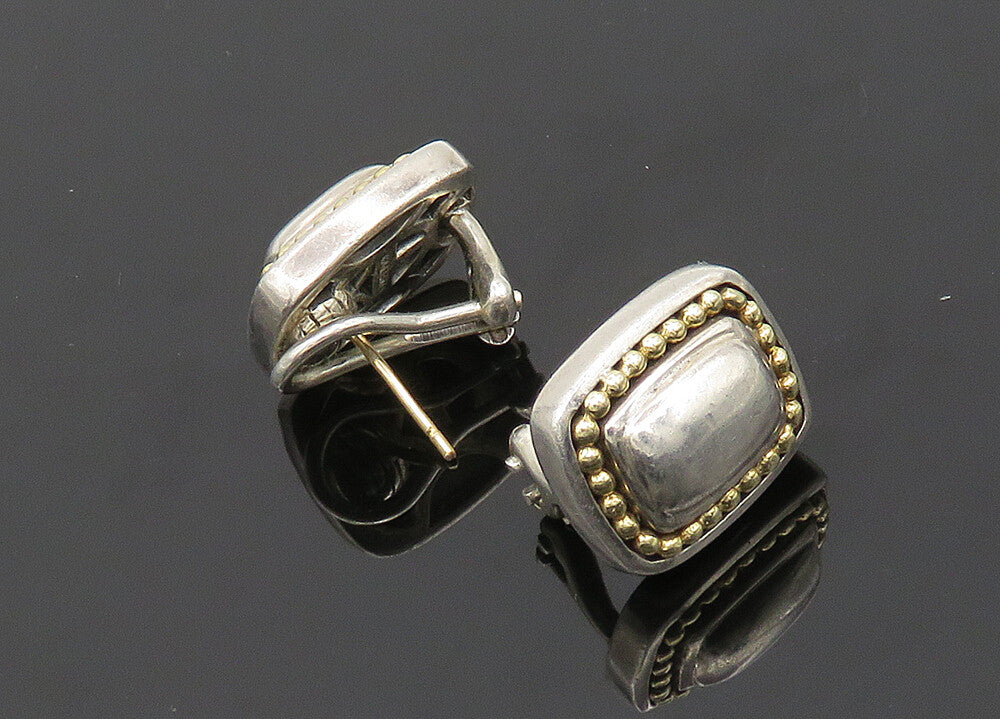SADYE VASSIL 925 Silver & 14K GOLD  Vintage 2 Tone Square Drop Earrings EG9884
