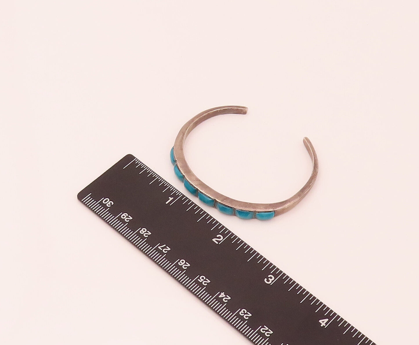 SOUTHWESTERN 925 Sterling Silver Vintage Minimalist Turquoise Bracelet BT9824