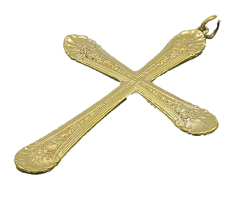 925 Silver  Vintage Gold Plated Textured Religious Cross Pendant  PT20168