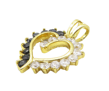 925 Silver Cubic Zirconia & Hematite Gold Plated Love Heart Pendant PT13764