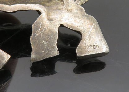 925 Sterling Silver  Vintage Oxidized Man Riding Elephant Brooch Pin  BP8041
