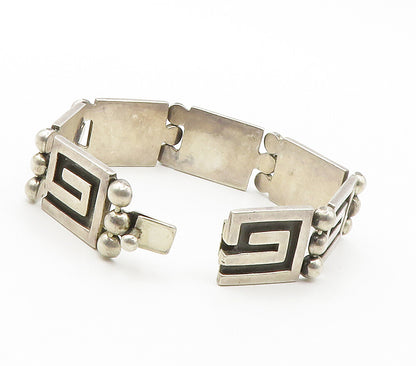 MEXICO 925 Silver Vintage Square Spiral Bubble Hinge Chain Bracelet  BT5955
