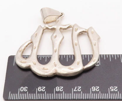 925 Sterling Silver Vintage Pendant Large Solid Cutout Arabic Prayer  PT23133