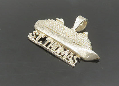 925 Sterling Silver  Vintage Shiny St. Thomas Cruise Souvenir Pendant  PT16325