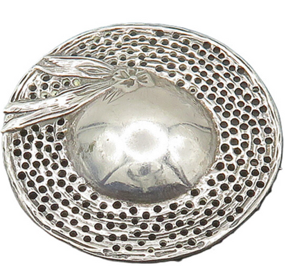 925 Sterling Silver  Vintage Ribbon Bead Ball Holes Cut Out Brooch Pin  BP9477