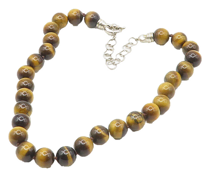 WHITNEY KELLY 925 Silver  Vintage Tiger's Eye Beaded Chain Necklace  NE2931