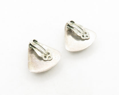 925 Sterling Silver  Vintage Shiny Smooth Hollow Non Pierce Earrings  EG9717