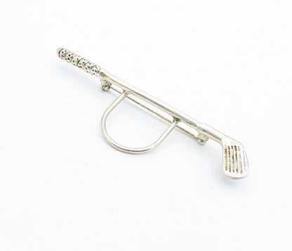 MEXICO 925 Sterling Silver  Vintage Etched Detail Golf Club Brooch Pin  BP1826