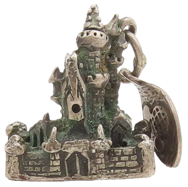 WALT DISNEY 925 Silver  Vintage 3D Carved Disney Palace Charm Pendant  PT22298