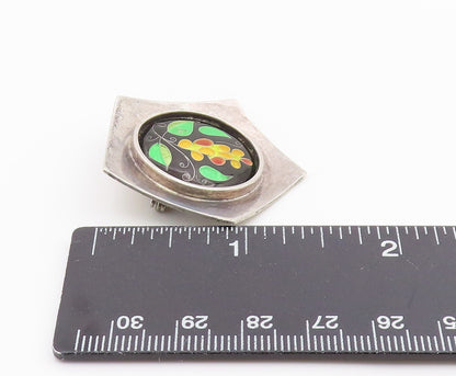 925 Sterling Silver Vintage Brooch Pin PFEIFFER Classic Enamel Grapevine BP12462