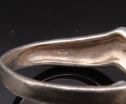 925 Sterling Silver  Vintage Enamel Stripes Curved Band Ring Sz 7  RG25046