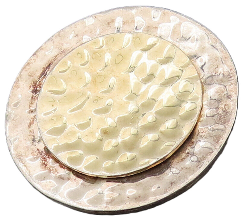 SILPADA 925 Sterling Silver Vintage Two Tone round Hammered Pendant PT21992