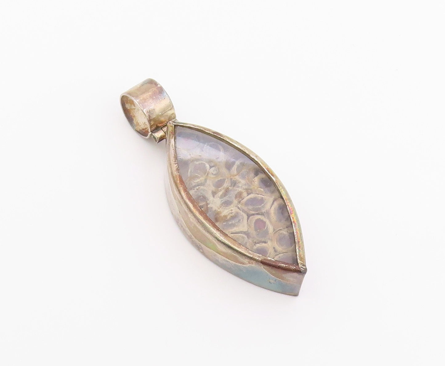 925 Sterling Silver Vintage Pendant Natural Seed Pod Marquise Charm  PT26386