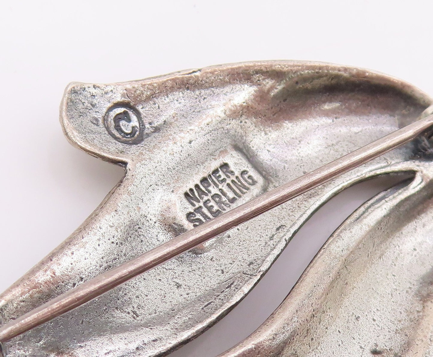 925 Sterling Silver Vintage Brooch Pin NAPIER Minimalist Etched Leaf  BP12335