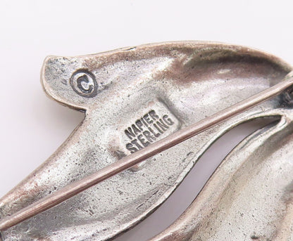 925 Sterling Silver Vintage Brooch Pin NAPIER Minimalist Etched Leaf  BP12335