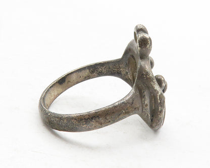 CAROLYN POLLACK 925 Silver  Vintage Dark Tone Modernist Band Ring Sz 7 RG12433