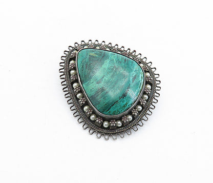 ISRAEL 925 Sterling Silver  Vintage Eilat & Petite Pearls Brooch Pin  BP1581