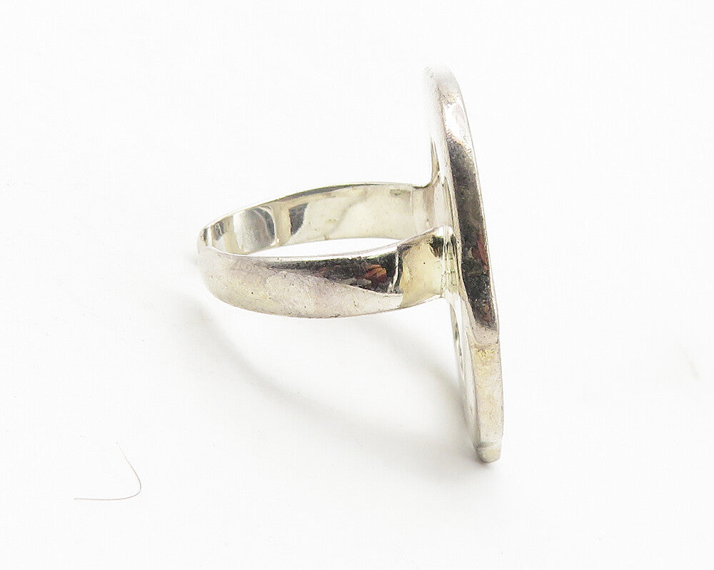 925 Sterling Silver  Vintage Shiny Open Oval Smooth Band Ring Sz 5  RG11552