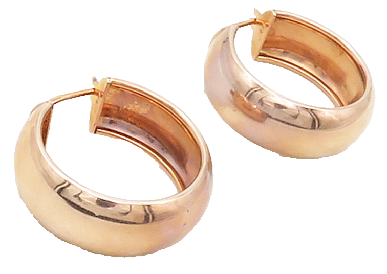 925 Sterling Silver  Shiny Gold Plated Round Smooth Hoop Earrings  EG6412