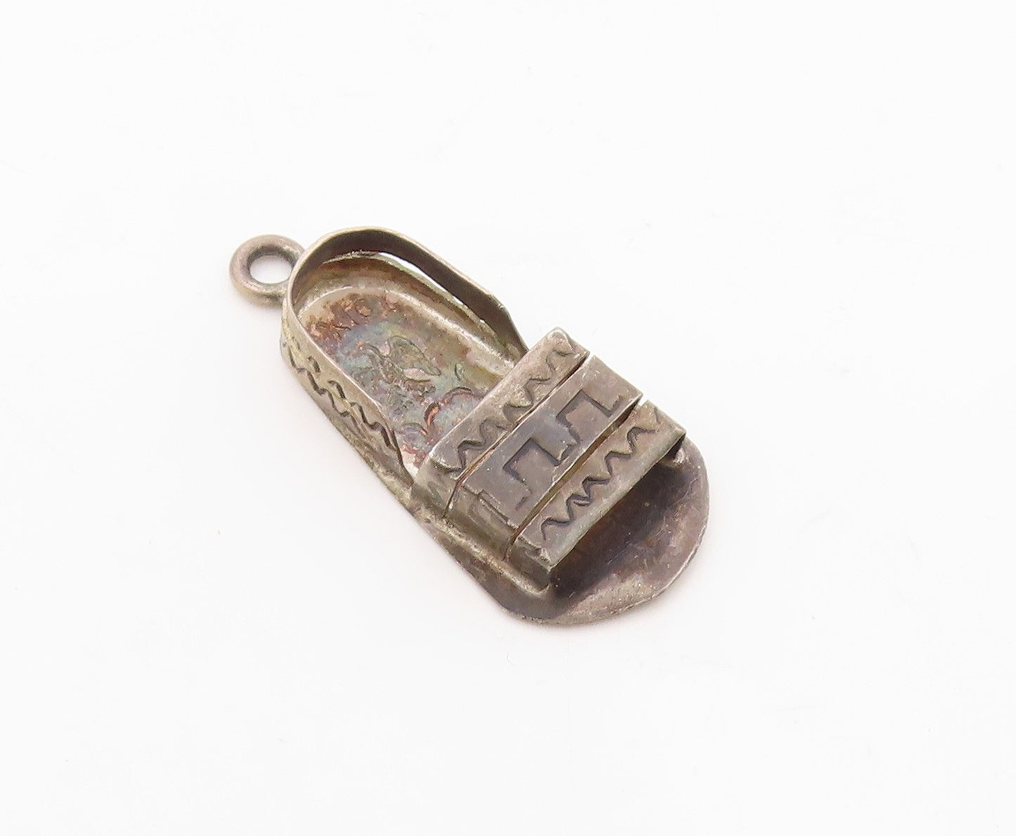 925 Silver Vintage Oxidized Sandal Etched Detail Pendant PT9210
