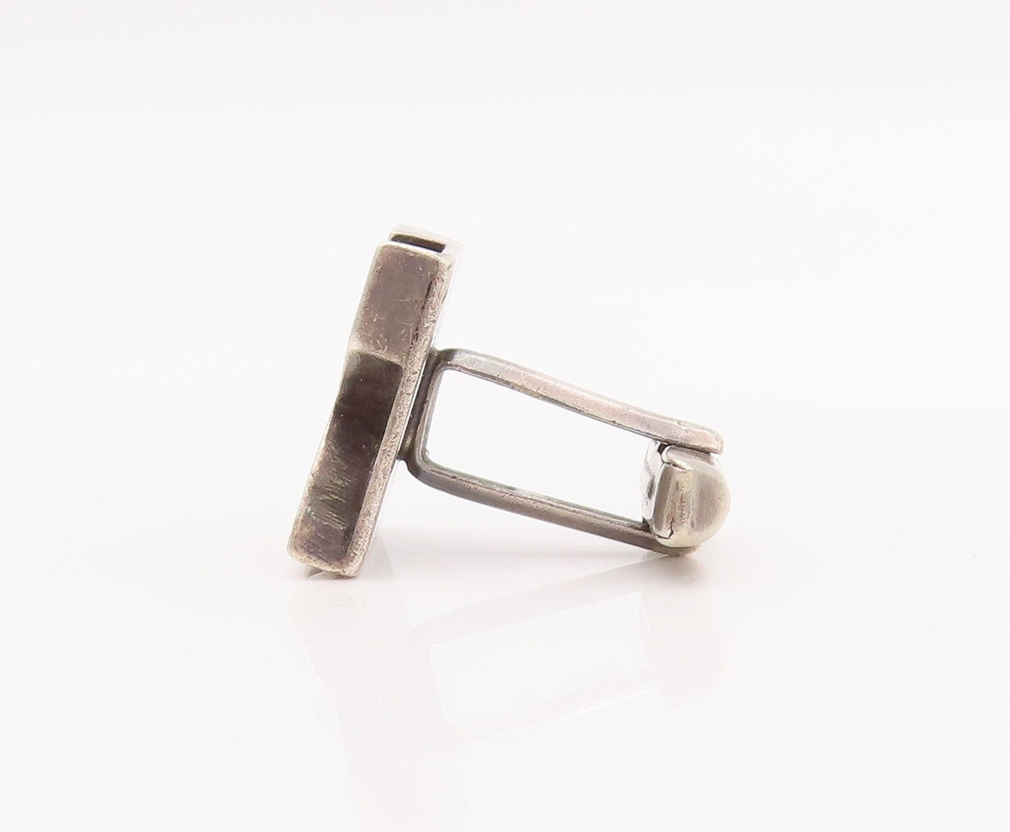 925 Sterling Silver Vintage Cufflinks MAXICO Cutout Bulged Bordered 'K'  TR3724
