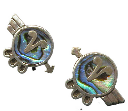 CARLOS IMPORTER MEXICO 925 Silver  Vintage Abalone Non Pierce Earrings  EG8810