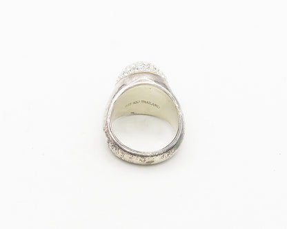 925 Sterling Silver  Vintage Sparkling Crystal Dome Band Ring Sz 8  RG19699