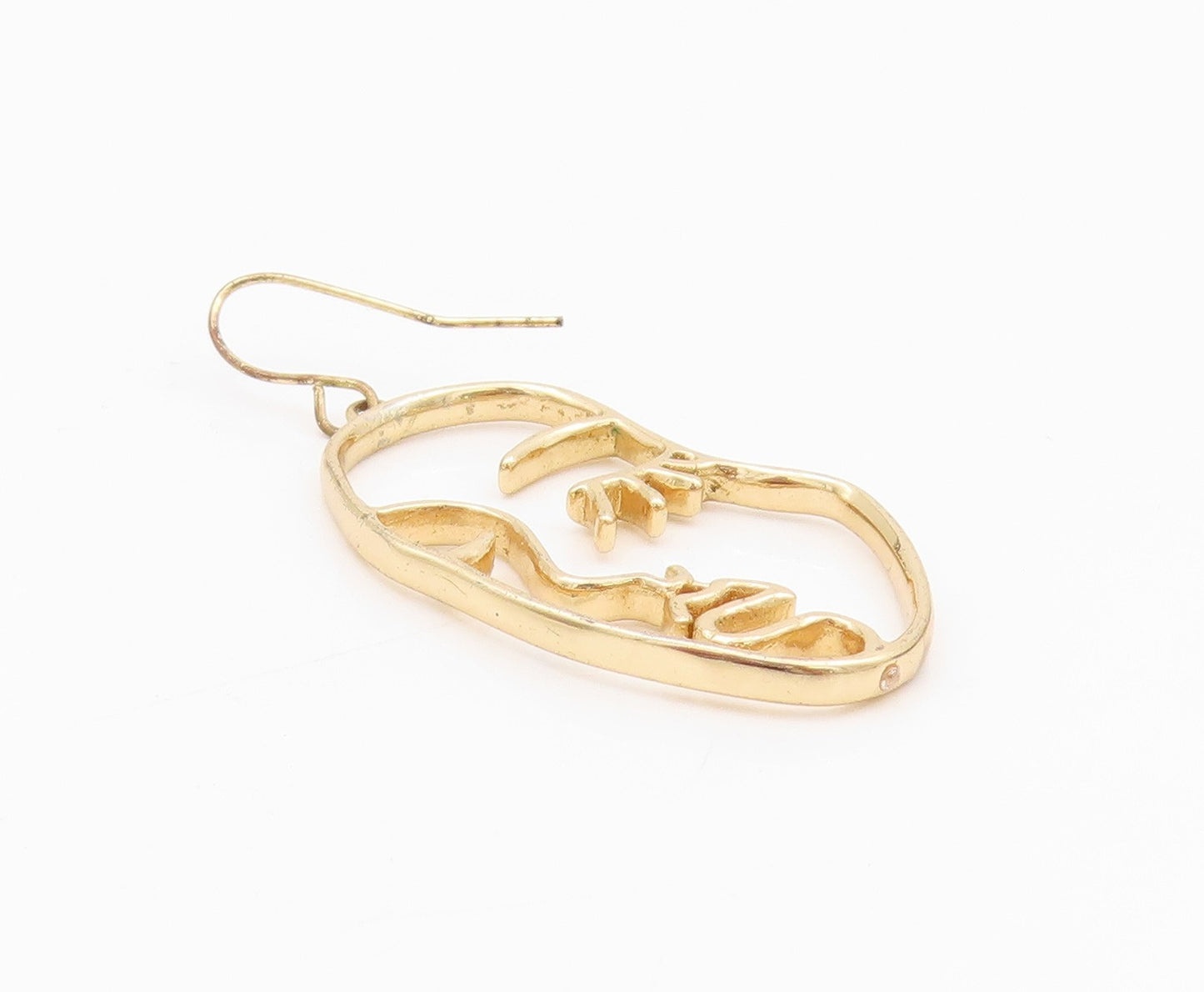 925 Sterling Silver Vintage Earrings Gold Plated 2 Sided Male Female  EG13614