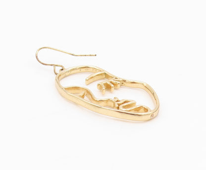 925 Sterling Silver Vintage Earrings Gold Plated 2 Sided Male Female  EG13614