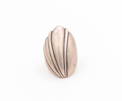 925 Sterling Silver Vintage Ring Antique Etched Dome Shell  Sz 6.5  RG33427