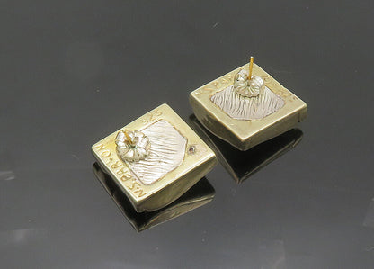 N.S. BARON 925 Silver & 14K GOLD  Vintage Sculpted Drop Earrings  EG10064