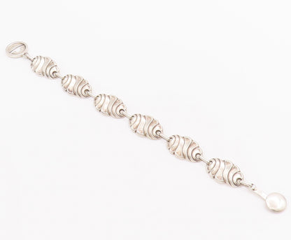 925 Sterling Silver Vintage Bracelet CARL RUOPOLI Swirly Design Carved  BT10476