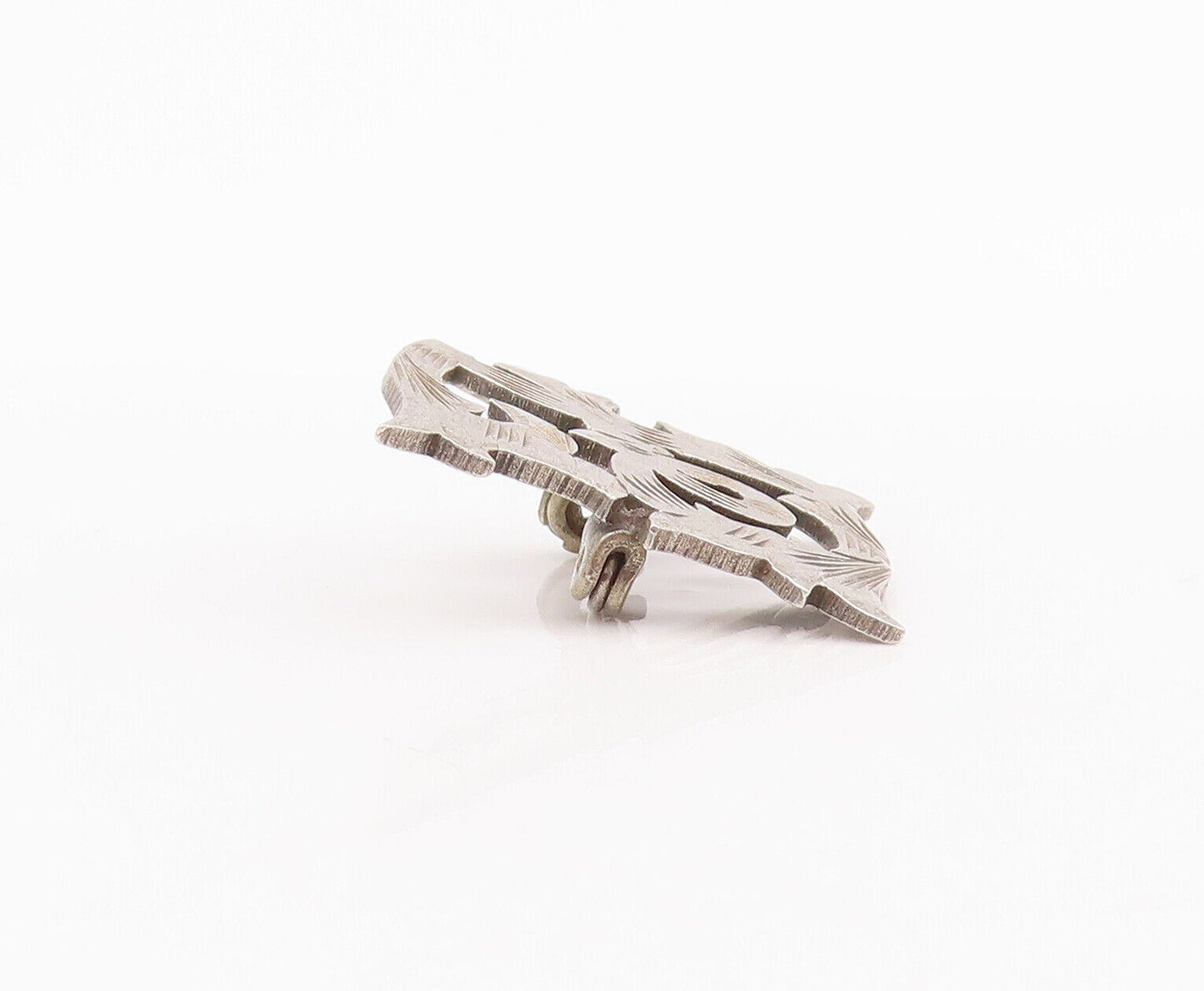 925 Sterling Silver Vintage Brooch Pin Minimalist Swirly Grooved  BP10889