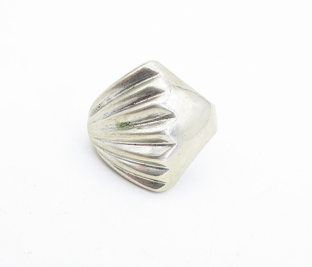 MEXICO 925 Sterling Silver Vintage Large Fluted Design Band Ring Sz 7 RG5499