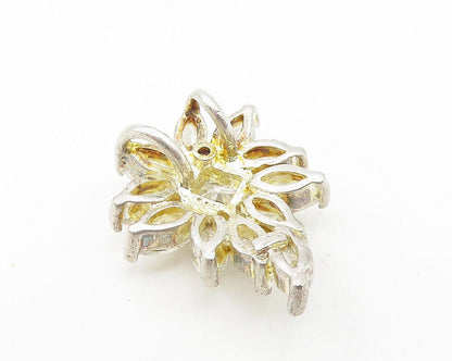 925 Sterling Silver  Vintage Sparkling Cubic Zirconia Floral Pendant  PT8823