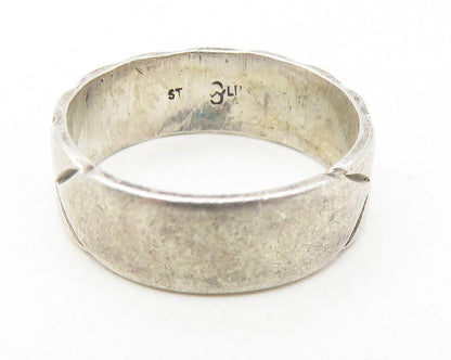 925 Sterling Silver  Vintage Chain Link Pattern Round Band Ring Sz 6  RG11132