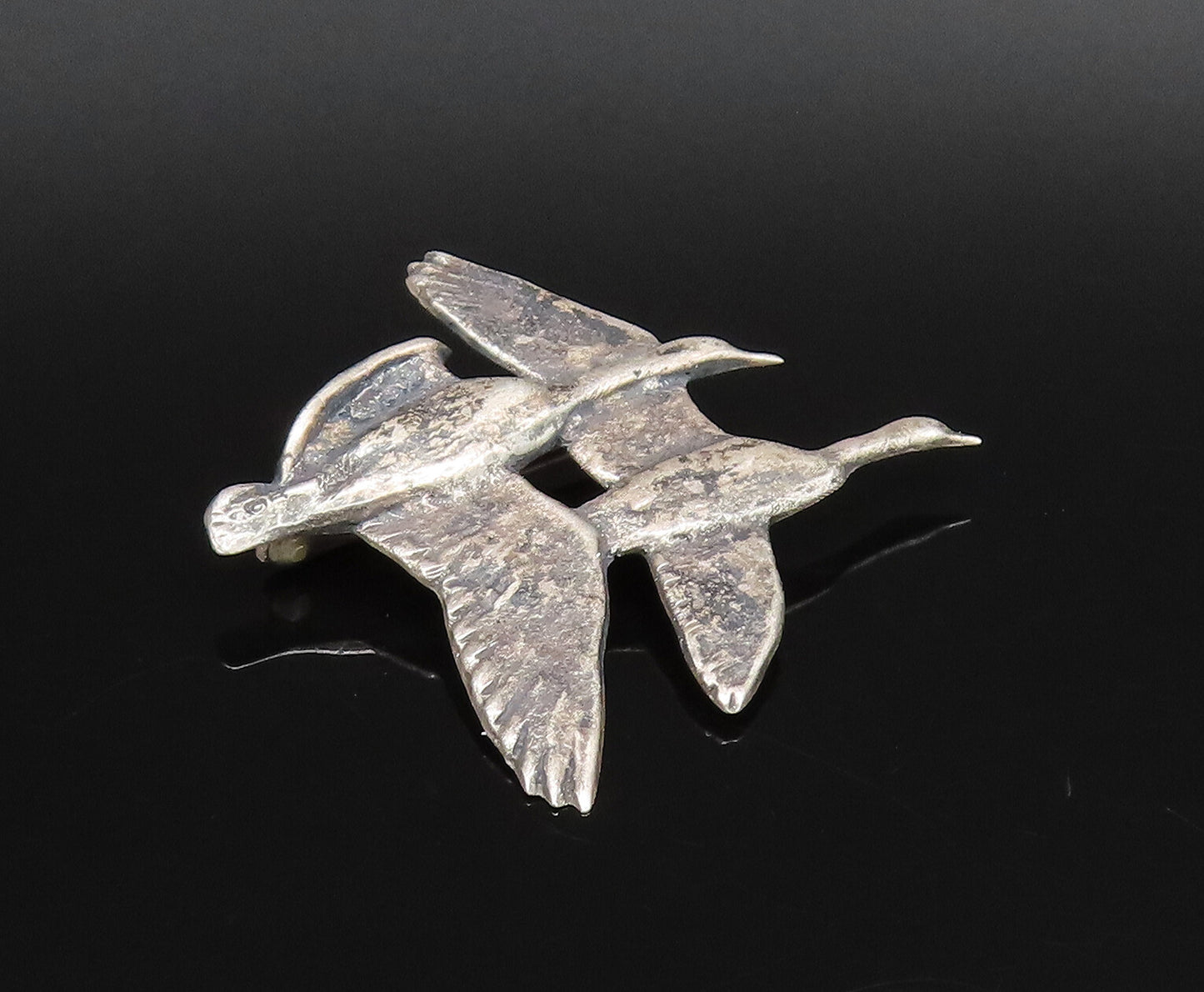 DESIGNER 925 Silver  Vintage Antique Two Birds Flying Brooch Pin  BP10019