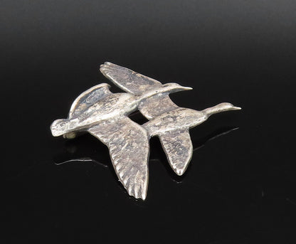 DESIGNER 925 Silver  Vintage Antique Two Birds Flying Brooch Pin  BP10019