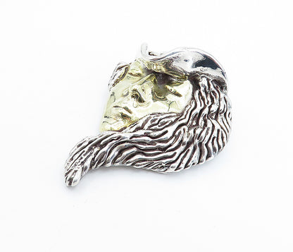 TAMI ISRAEL 925 Silver Vintage 2 Tone Sculpted Woman's Face Brooch Pin BP2650
