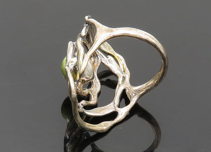 HAGIT GORALI ISRAEL 925 Silver  Vintage Green Pearl Band Ring Sz 6.5  RG20596
