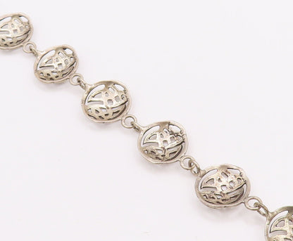 925 Sterling Silver Vintage Bracelet Round Cutout Celtic Knots  BT10637