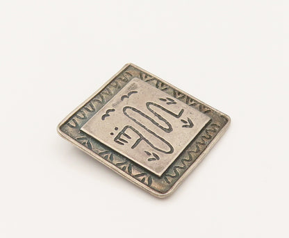 925 Sterling Silver  Vintage Engraved Scenery Square Pendant  PT21933
