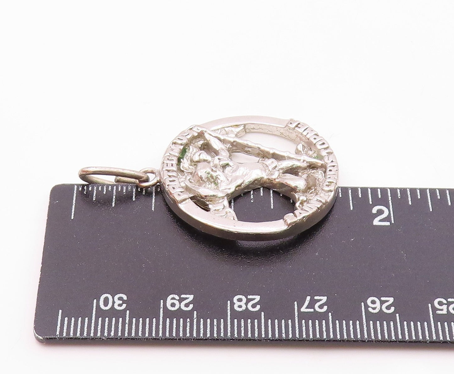 LAMODE 925 Silver  Vintage St. Christopher Protection Prayer Pendant  PT18435